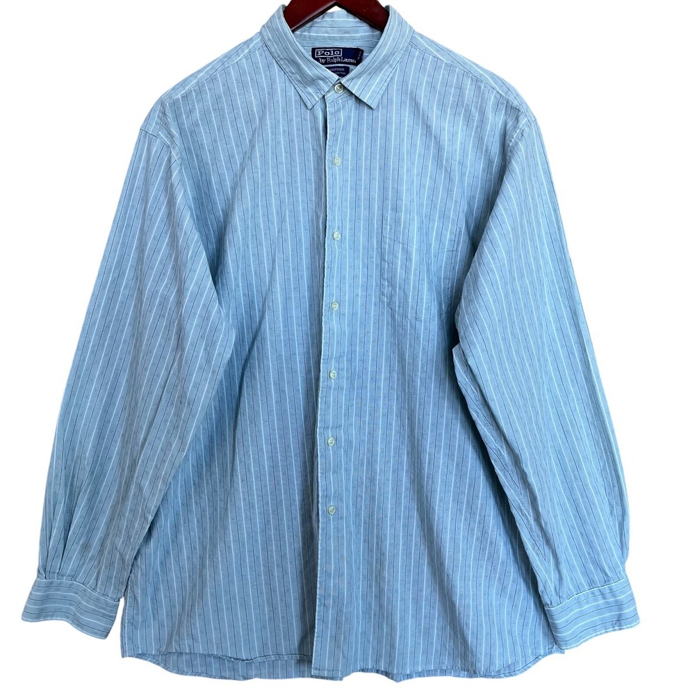 Polo Ralph Lauren Chapman Shirt Mens XL Green White Long Sleeve Button Down